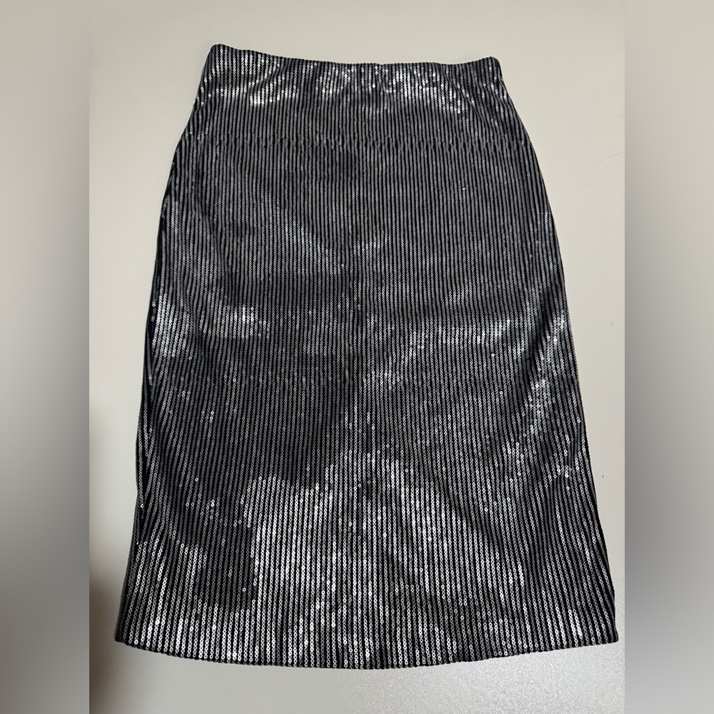 Everleigh Black sequins Striped Pencil Skirt